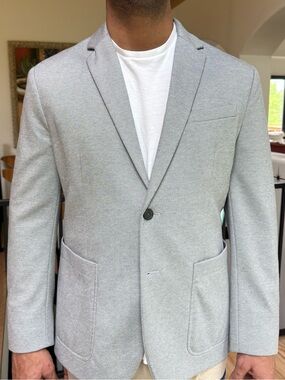 Banana Republic Light Gray Slim Fit Casual Blazer
